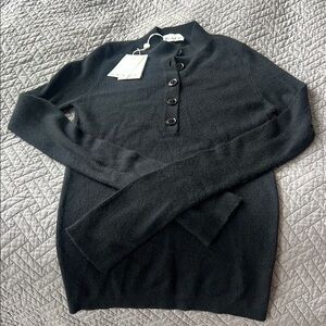 RAEY Cashmere black 3/4 Button-Up Sweater NWT SZ S